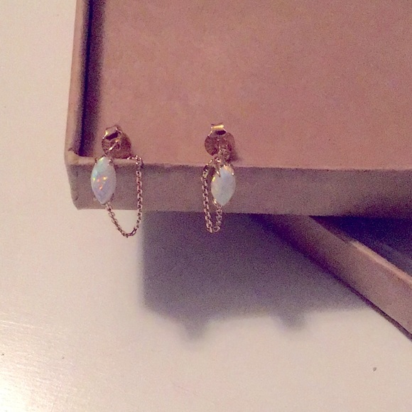 💕Pair of earrings with pearlescent bead chain #gift - Picture 2 of 2